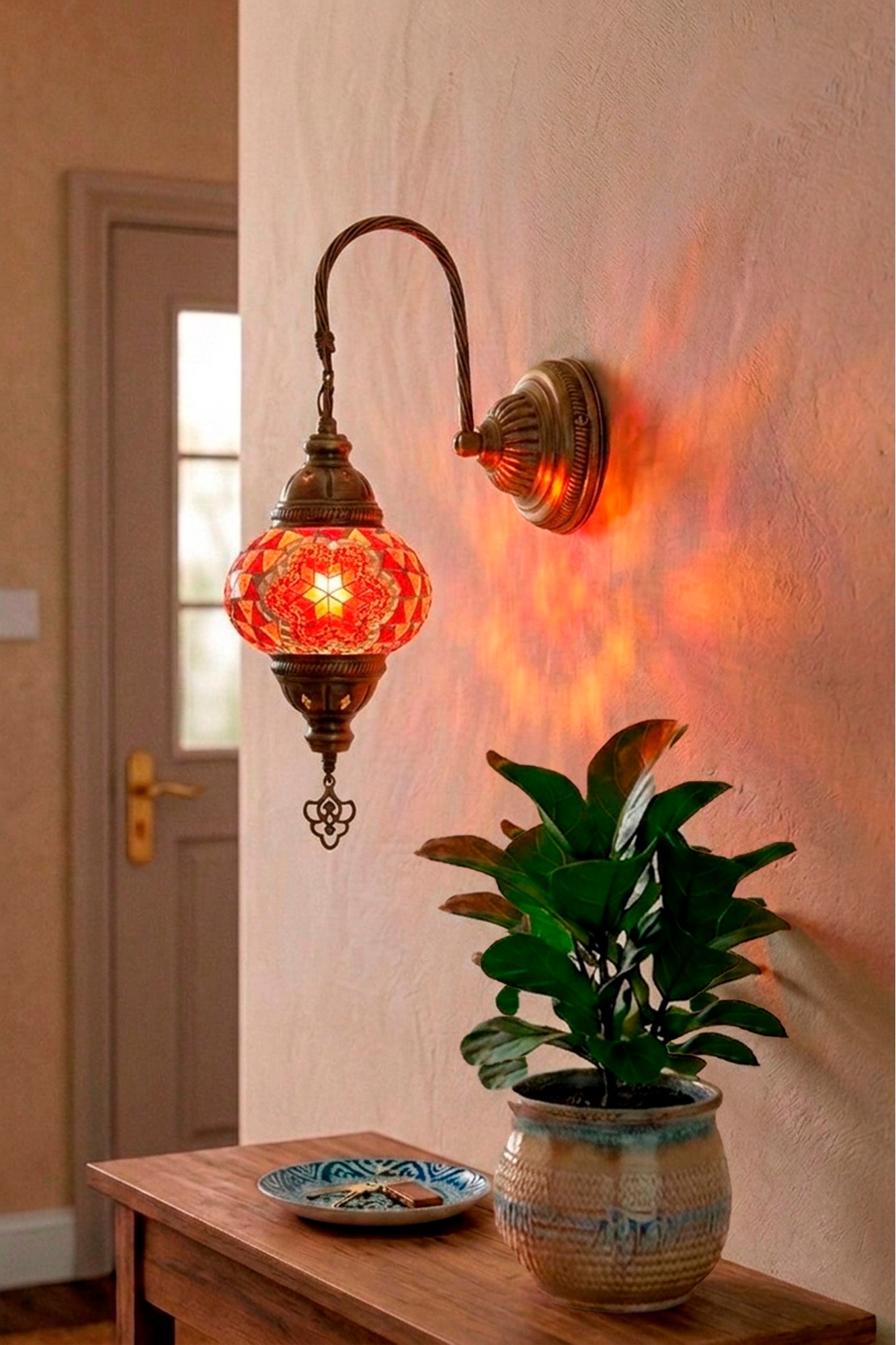 Lámpara turca de pared S cicek naranja + ampolleta