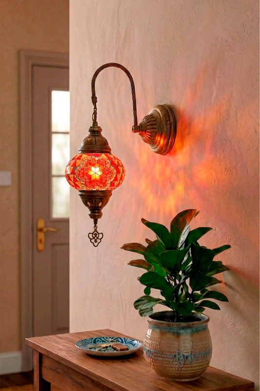 Lámpara turca de pared S cicek naranja + ampolleta