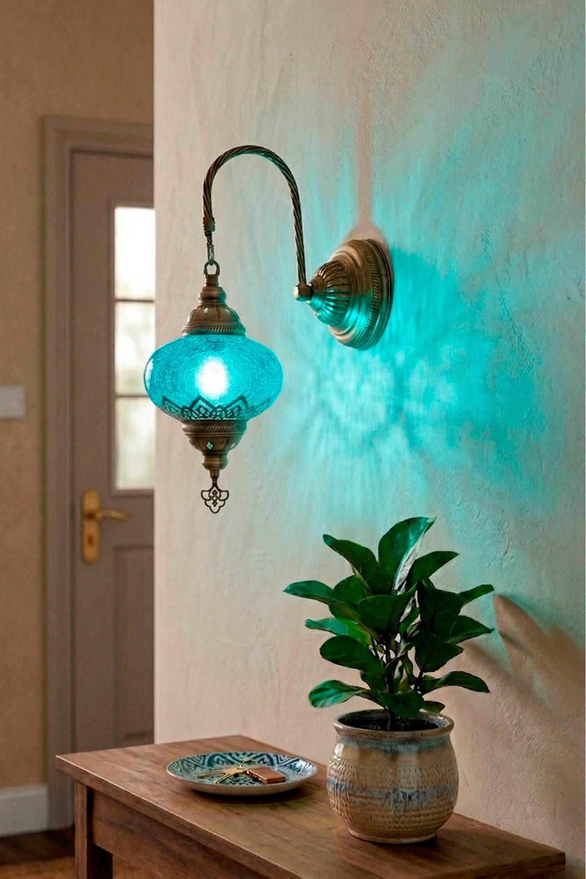 Lámpara turca de pared M Izmir turquesa + ampolleta