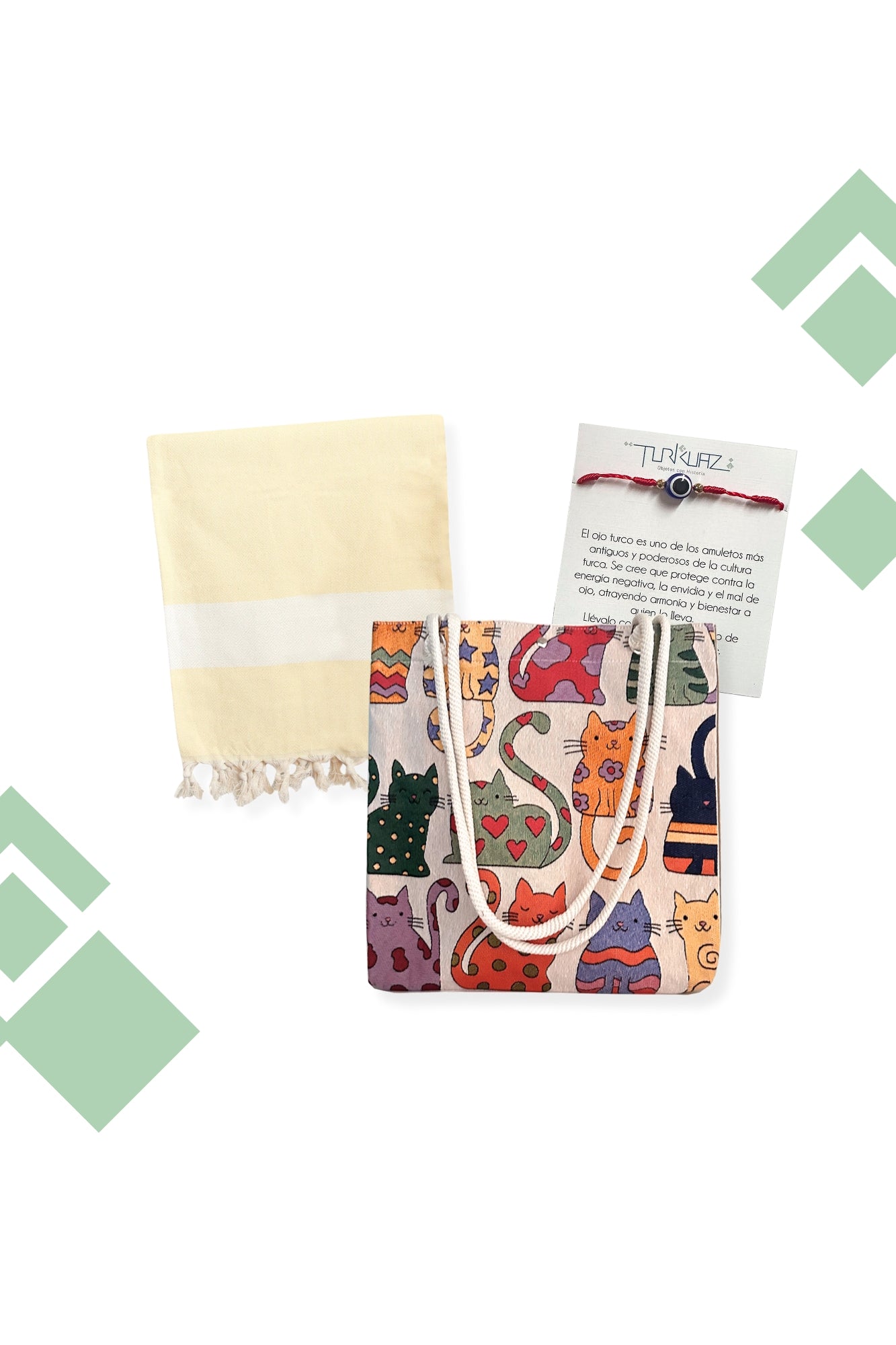 Pack Kalkan: Bolso de gato + Toalla Mármara amarilla + Regalo
