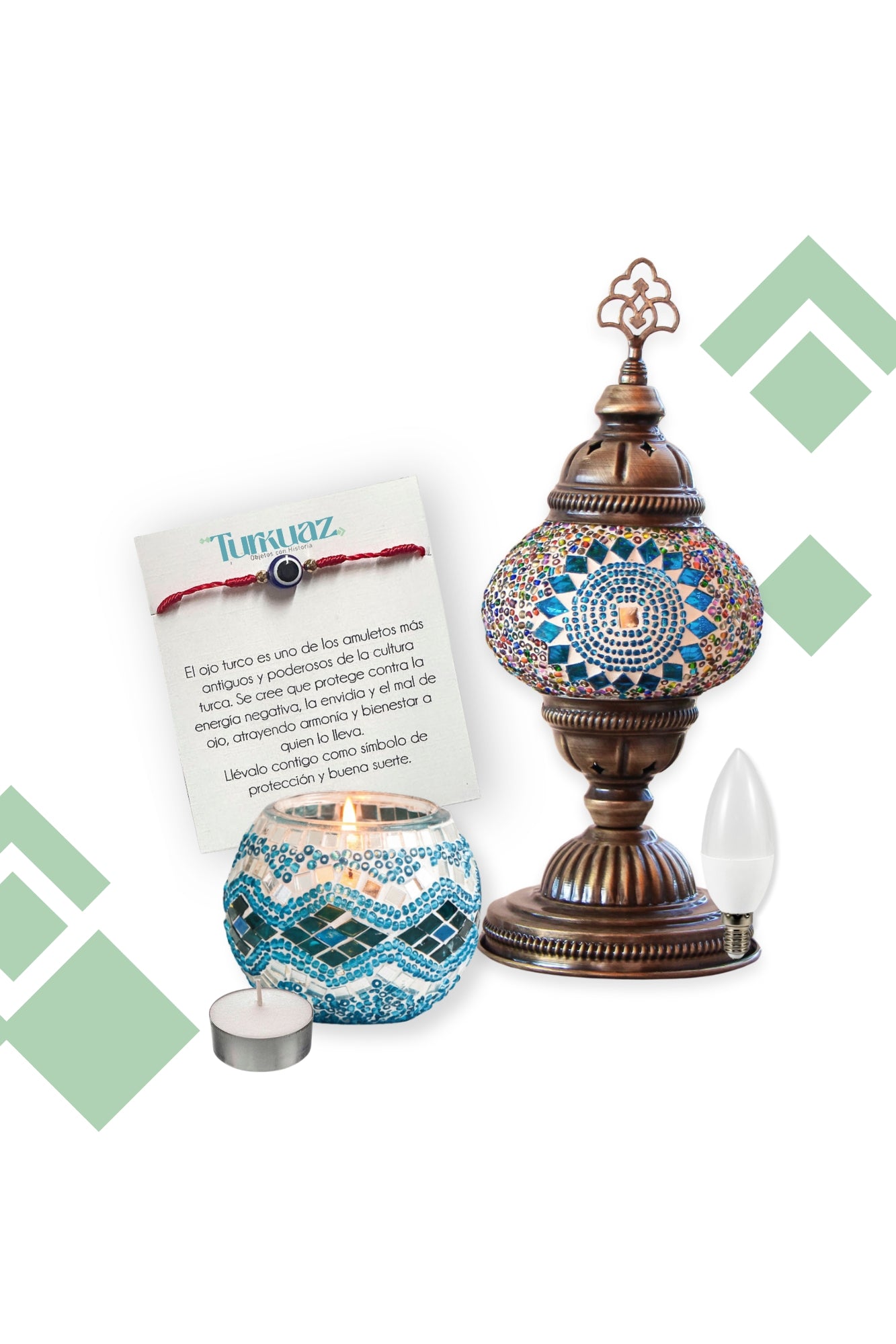 Pack Myra: Lámpara de mesa S + Portavela + Ampolleta + Velita y regalito