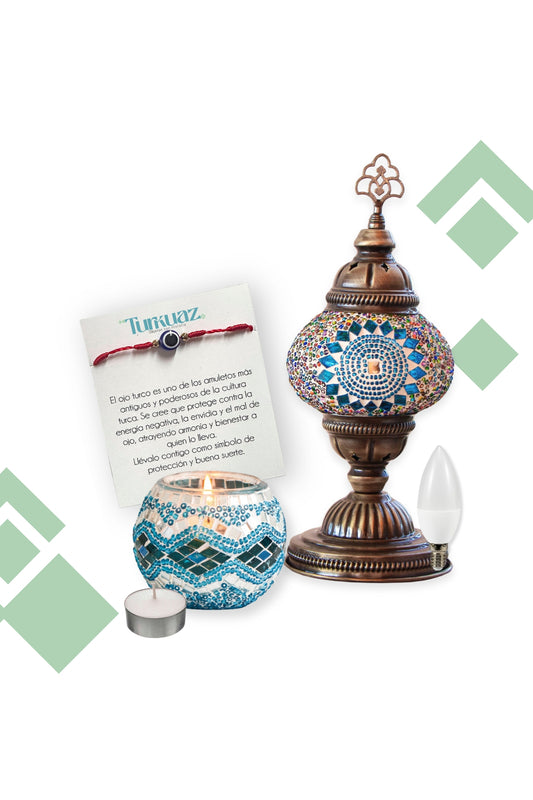 Pack Myra: Lámpara de mesa S + Portavela + Ampolleta + Velita y regalito