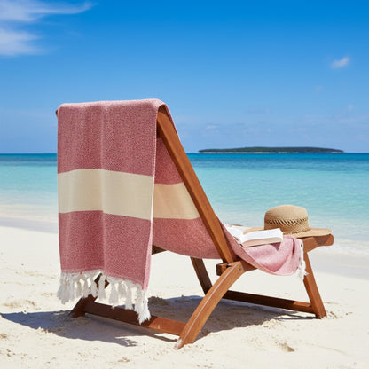 Toalla Turca de Algodón Mármara roja 1 x 1,90 m