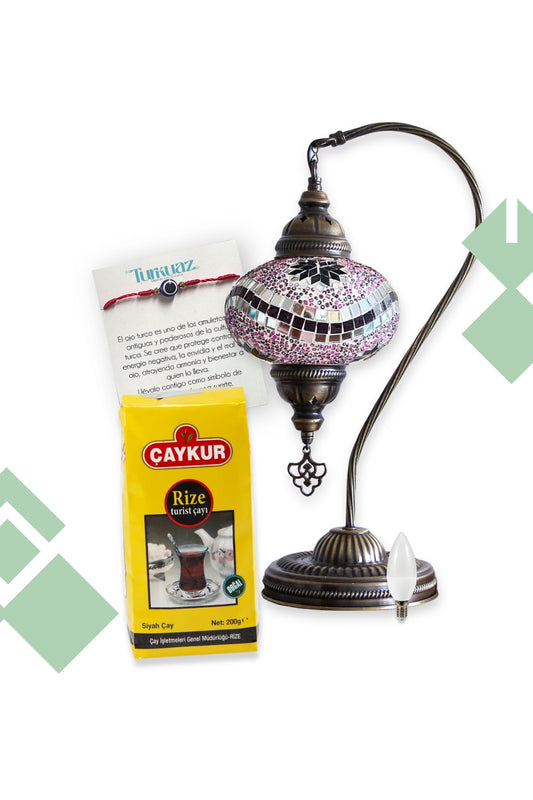 Pack Lámpara cisne M morada + Té turco + Ampolleta