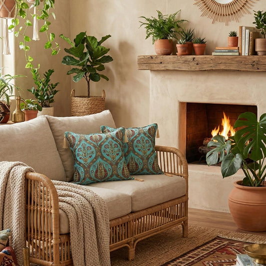 Cojín turco 44x44 Tulipanes Turquesa