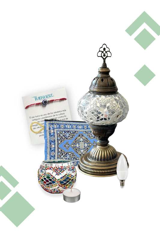 Pack Zeynep: Lámpara de mesa S + Portavela + Ampolleta y 2 regalos