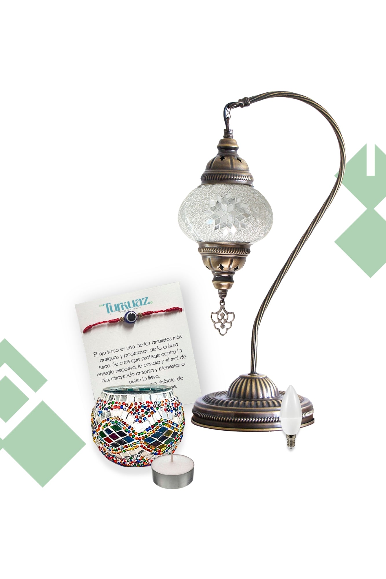 Pack Beyaz: Lámpara cisne S + Portavela + Ampolleta y velita de regalo