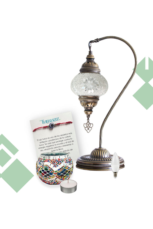 Pack Beyaz: Lámpara cisne S + Portavela + Ampolleta y velita de regalo