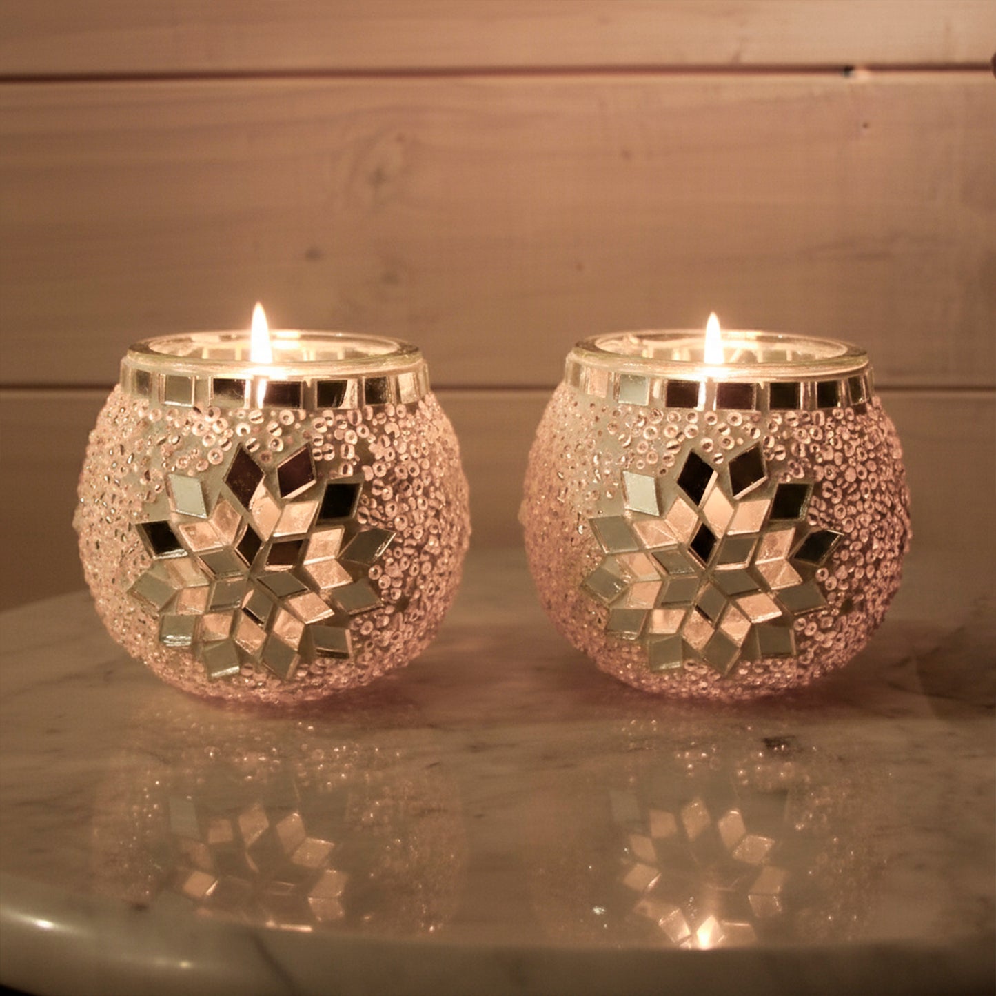 Par de portavelas simples Blancos