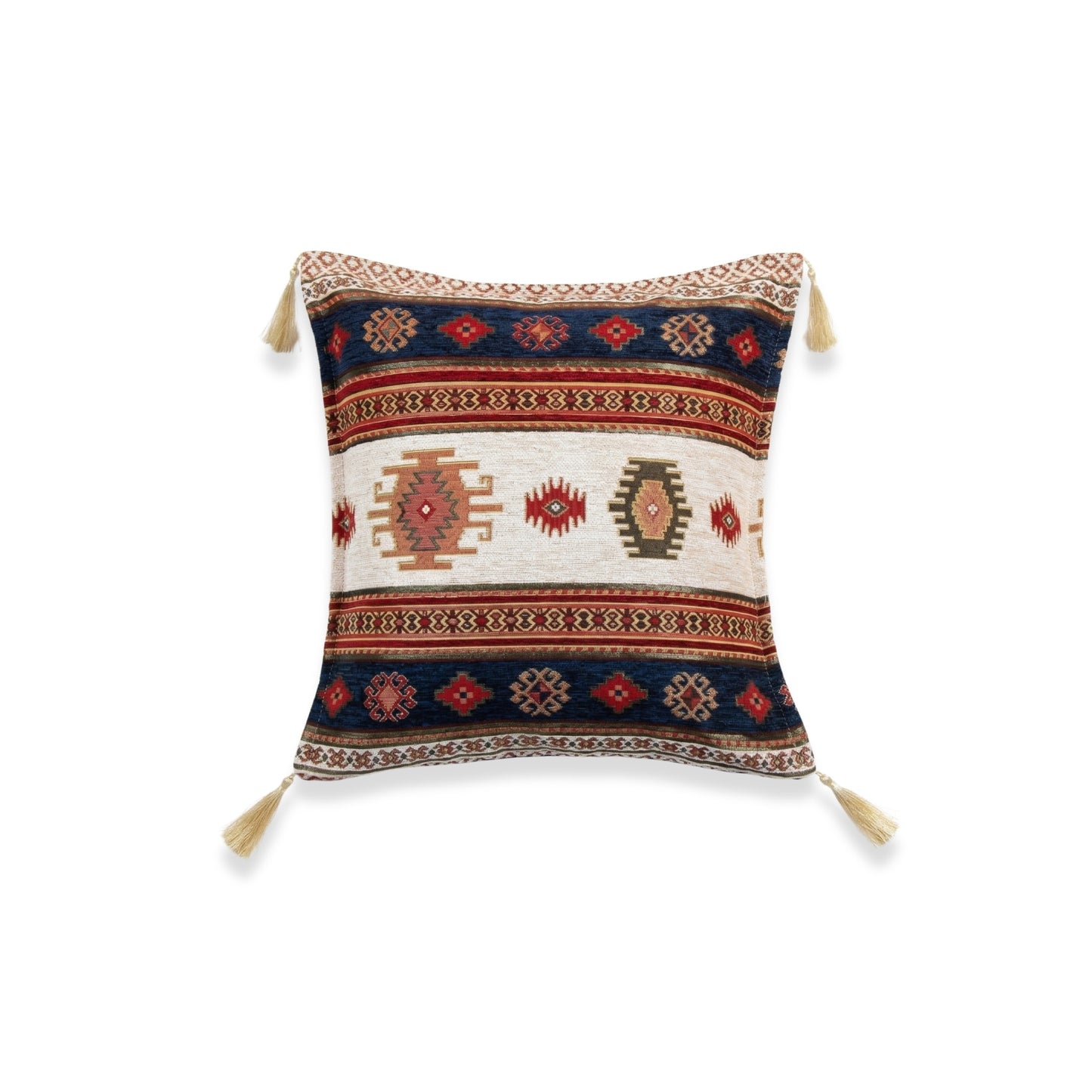 Cojín turco 44x44 Kilim Blanco y Azul