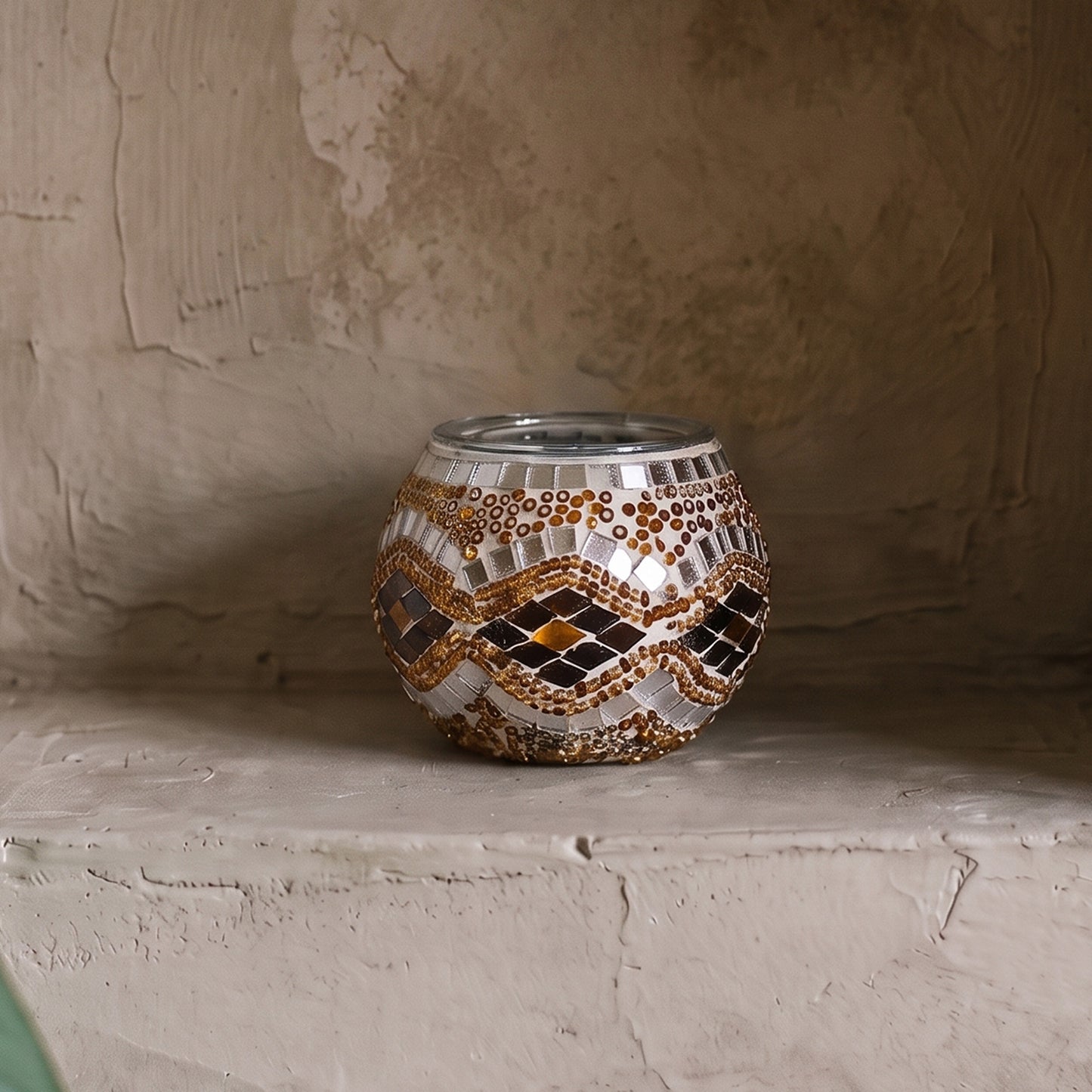 Par de portavelas de mosaico turco Ámbar