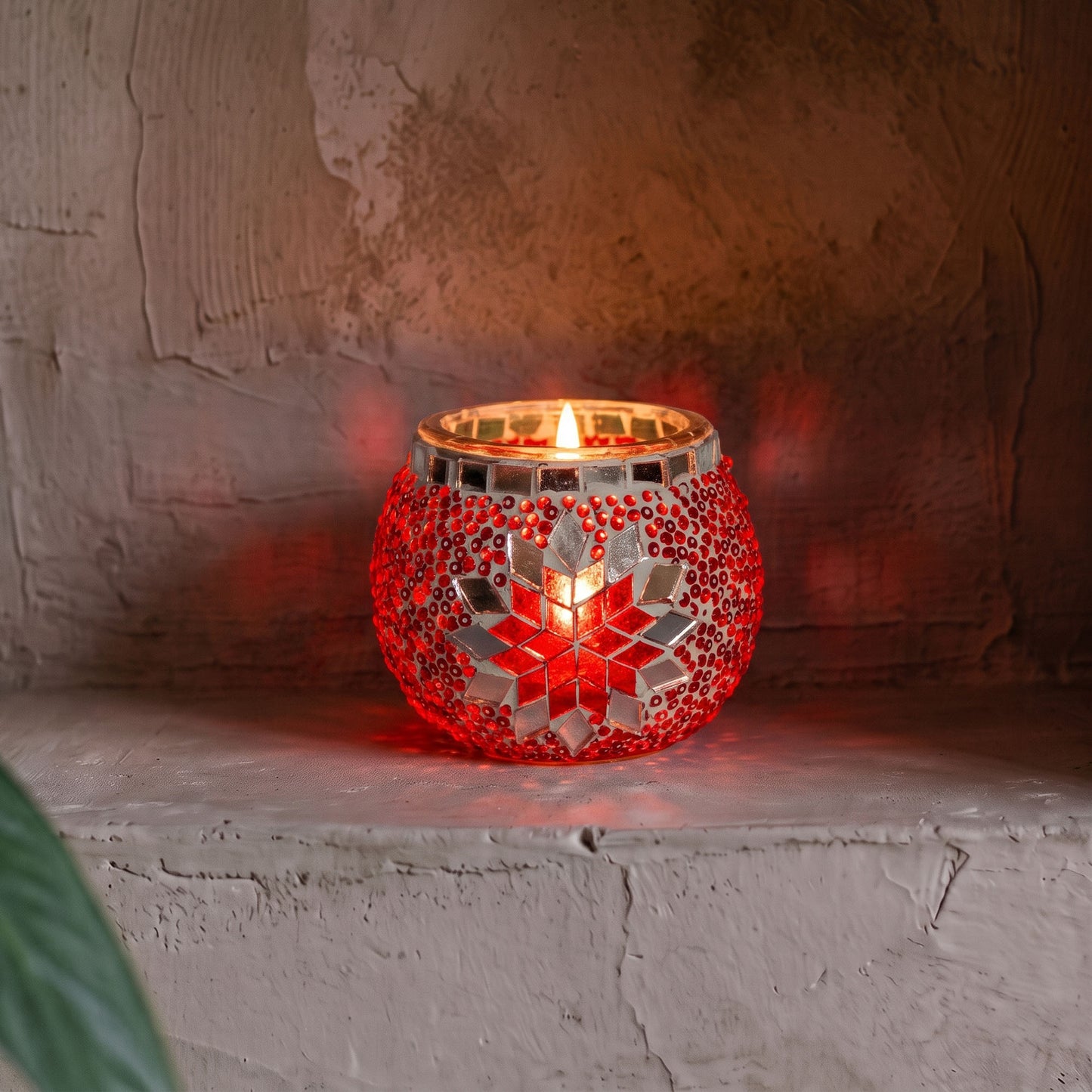 Portavela de mosaico turco Estrella roja