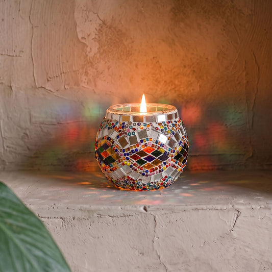 Portavela de mosaico turco Rombos multicolor