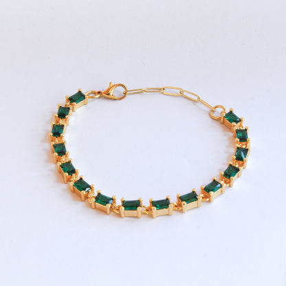 Pulsera Saray verde - Baño de oro 22k