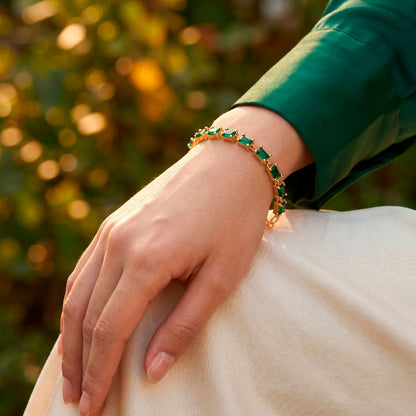 Pulsera Saray verde - Baño de oro 22k