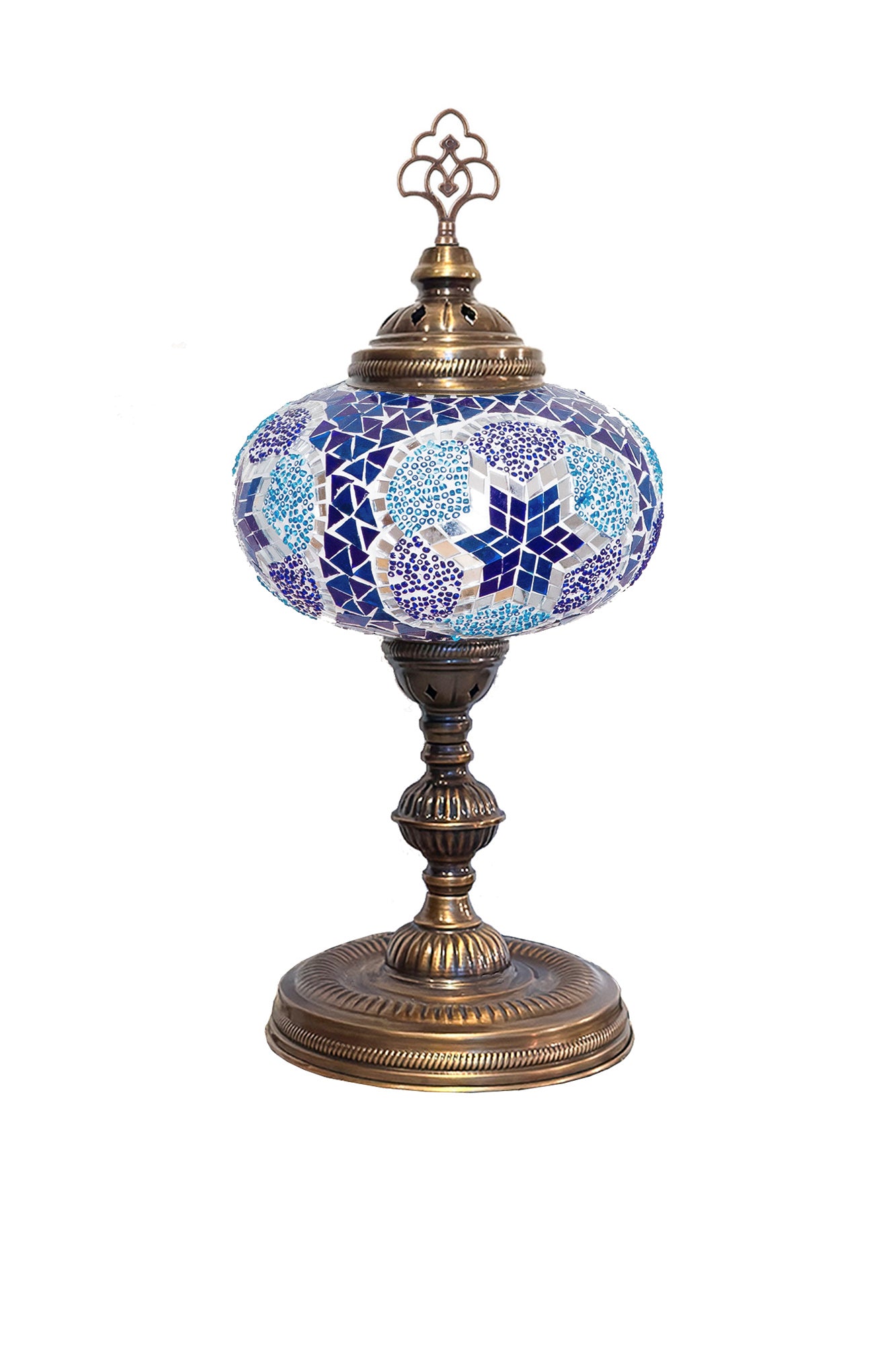 Lámpara turca de mesa XL prisma turquesa y azul + ampolleta