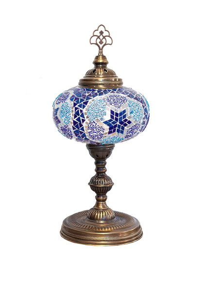 Lámpara turca de mesa XL prisma turquesa y azul + ampolleta