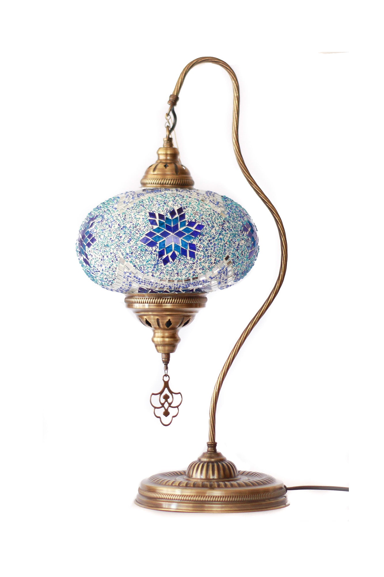 Lámpara turca de mesa cisne XL azul y turquesa + ampolleta