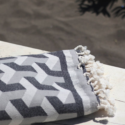 Toalla Turca de Algodón Fethiye Gris 1 m x 2,05 m