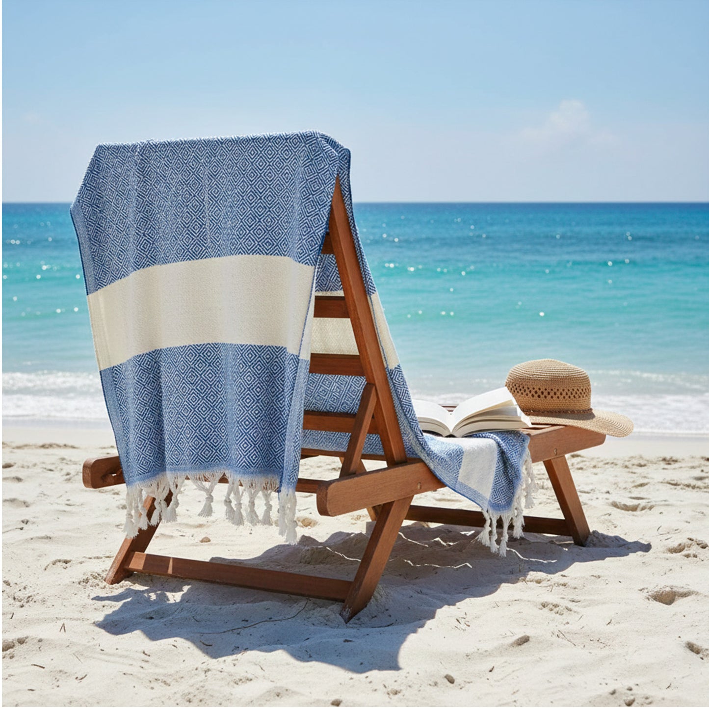 Toalla turca de Algodón Mármara Azul 1 x 1,90 m