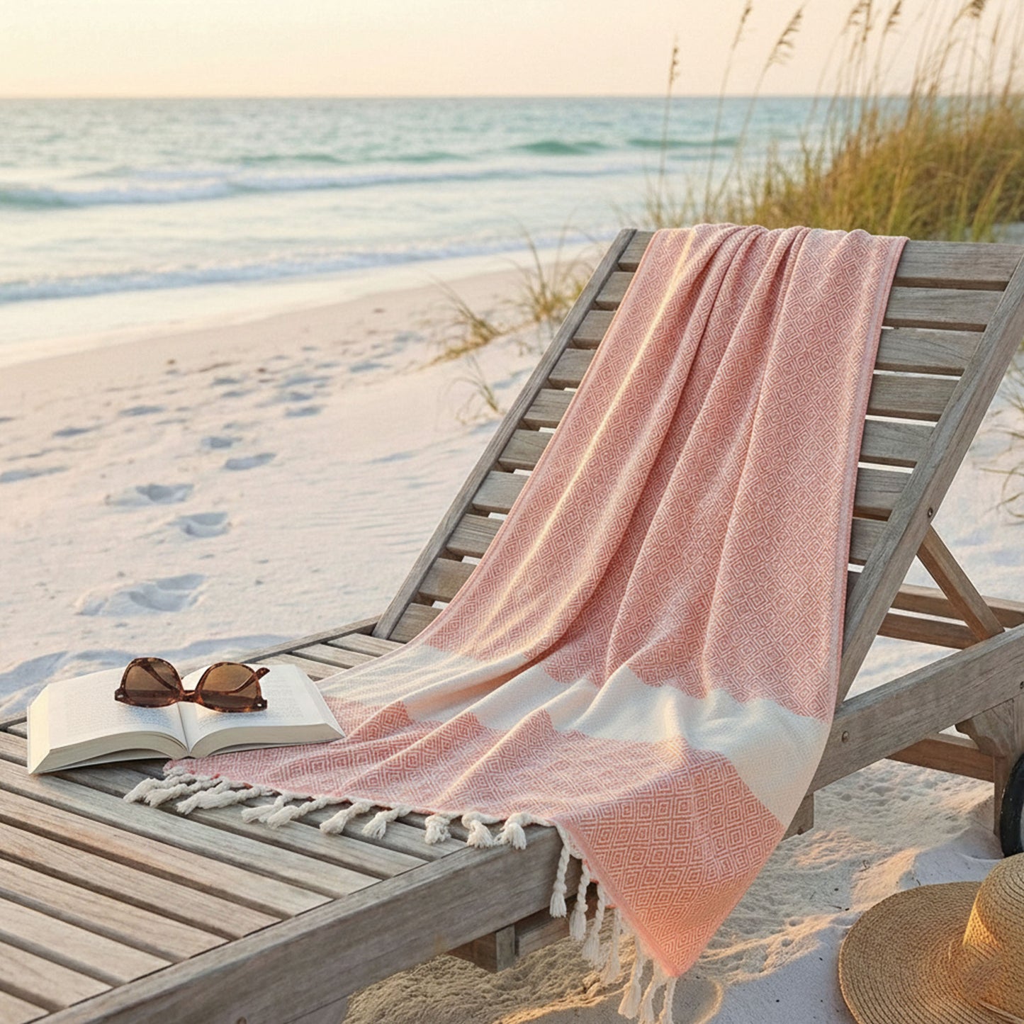 Toalla Turca de Algodón Mármara Coral 1 x 1,90 m