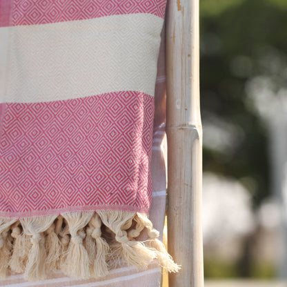 Toalla Turca de Algodón Mármara Fucsia 1 x 1,75 m