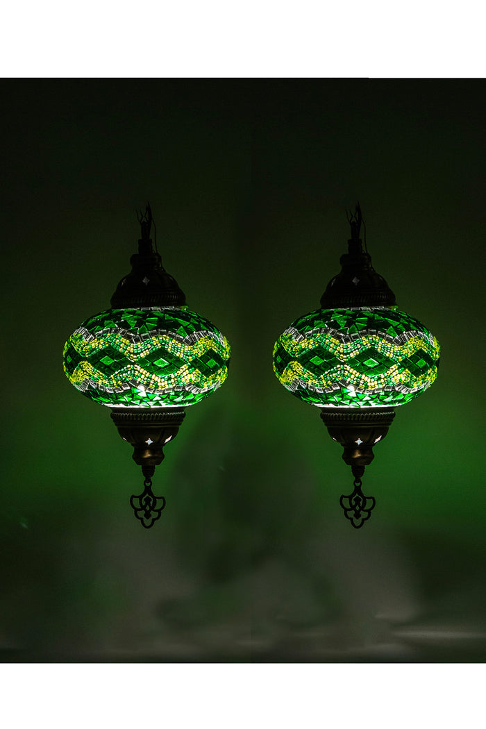 Lámpara turca de pared M doble verde