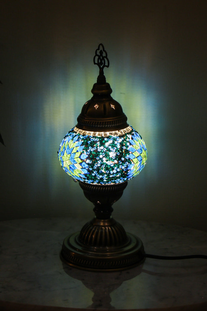 Lámpara turca de mesa S hajima turquesa