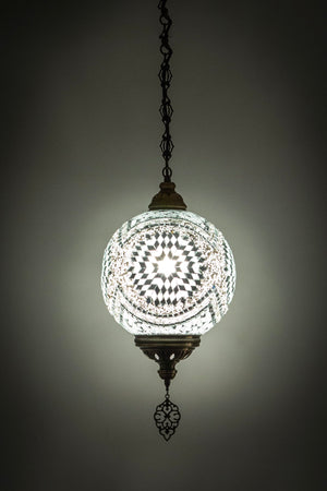 Lámpara turca colgante redonda XL blanca