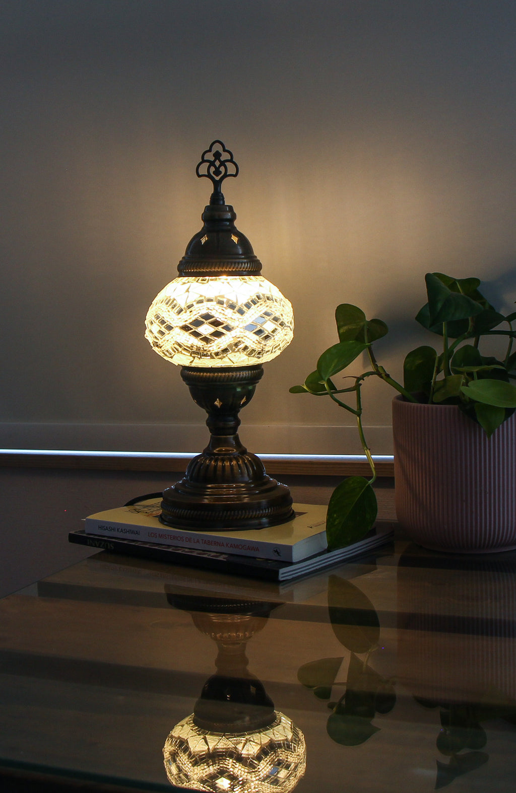 Lámpara turca de mesa S Eskenar blanca