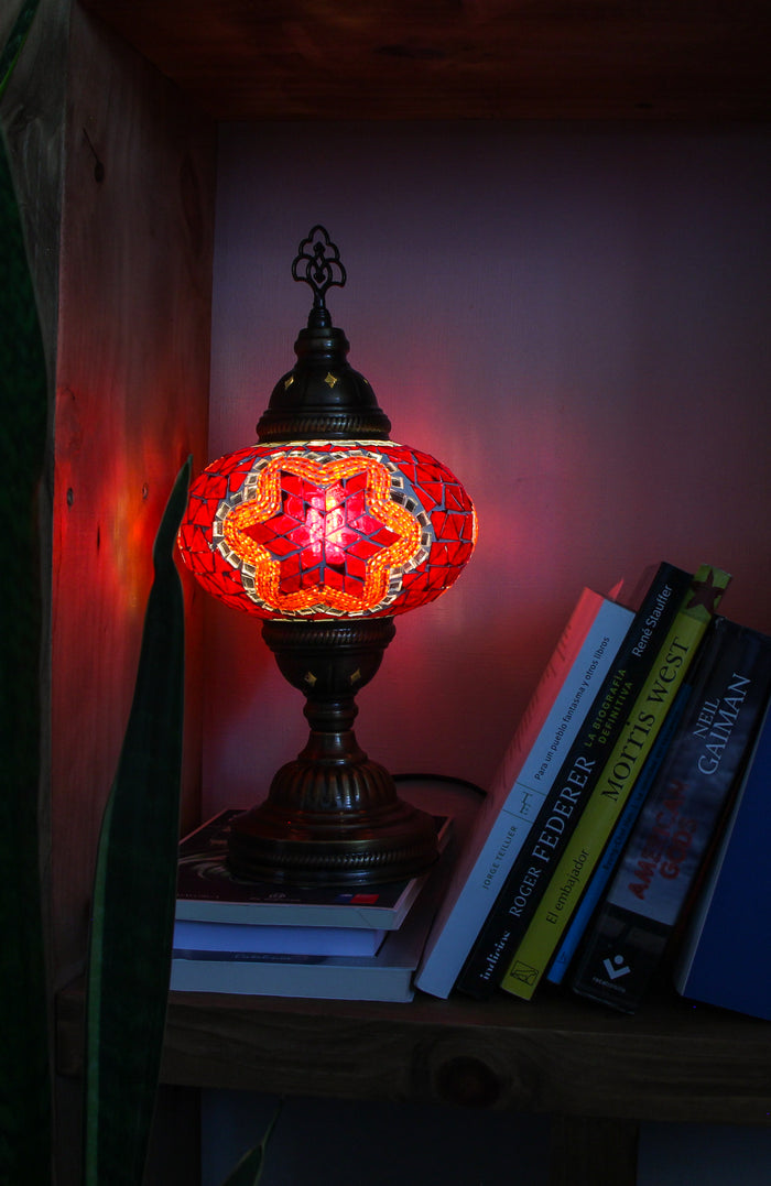 Lámpara turca de mesa M Cicek roja