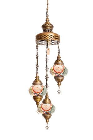 Lámpara turca colgante de 3 esferas remolinos multicolor S