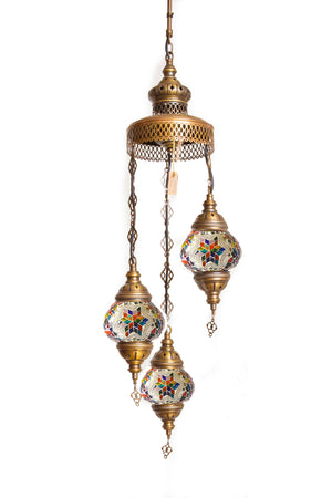 Lámpara turca colgante de 3 esferas S yildiz multicolor