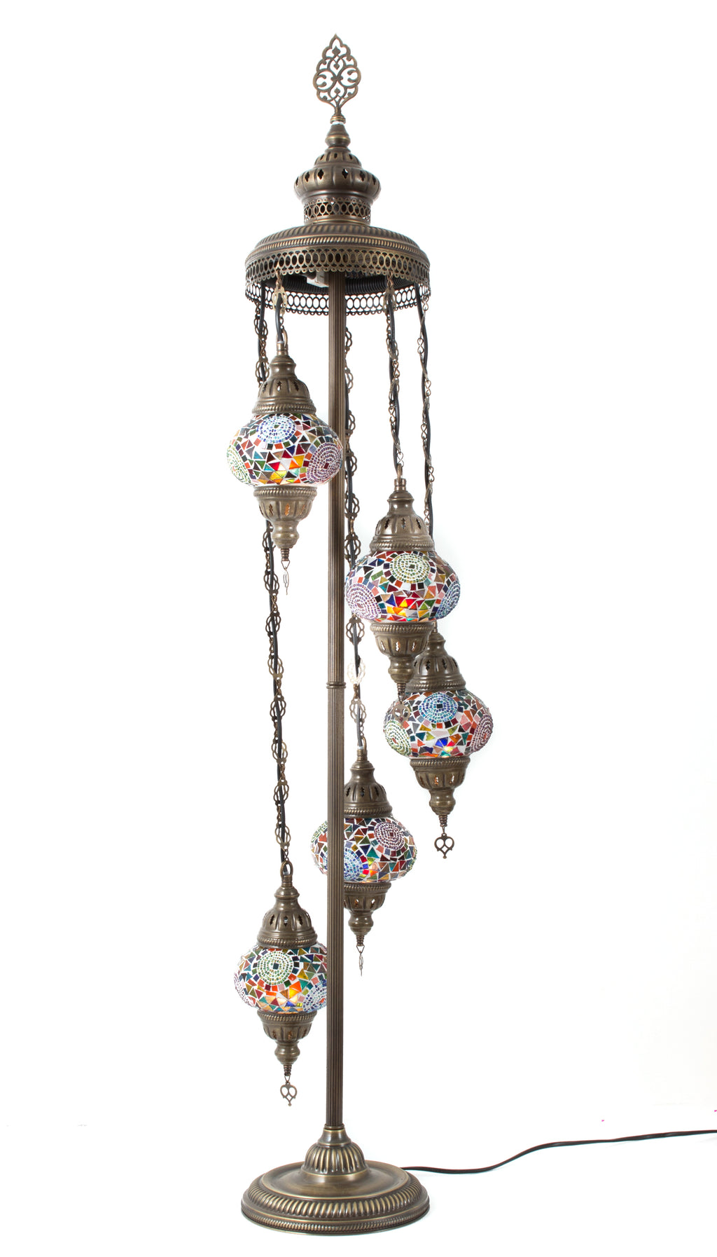 Lámpara turca de pie de 5 esferas S remolinos multicolor