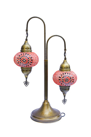 Lámpara turca de mesa de 2 esferas M naranjas