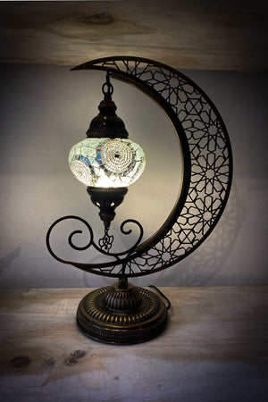 Lámpara turca de mesa Luna blanca