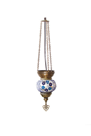 Lámpara turca colgante tricadena XS Kubik azul