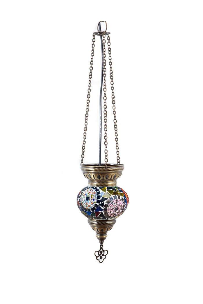Lámpara turca colgante tricadena S Remolinos multicolor
