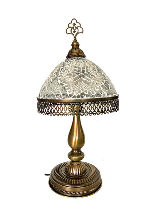 Lámpara turca de mesa Tiffany M blanca