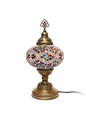 Lámpara turca de mesa M rombos multicolores