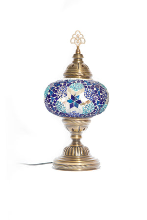 Lámpara turca de mesa M prisma azul y turquesa