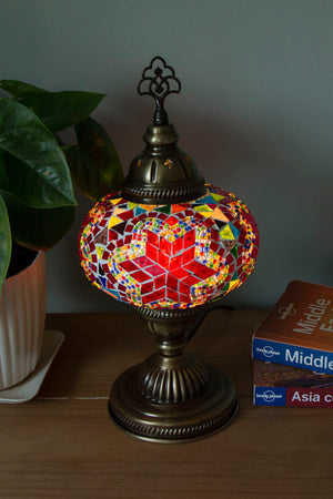 Lámpara turca de mesa M flor roja mix