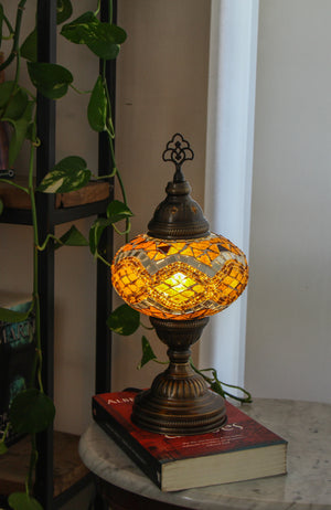 Lámpara turca de mesa M Rombos ámbar