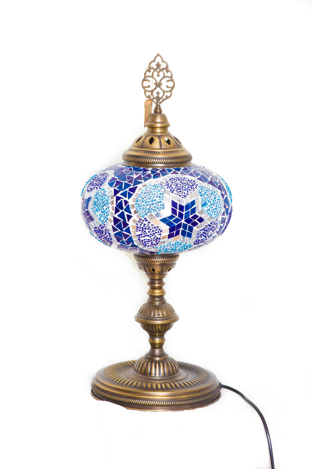 PREVENTA Lámpara turca de mesa XL prisma turquesa y azul
