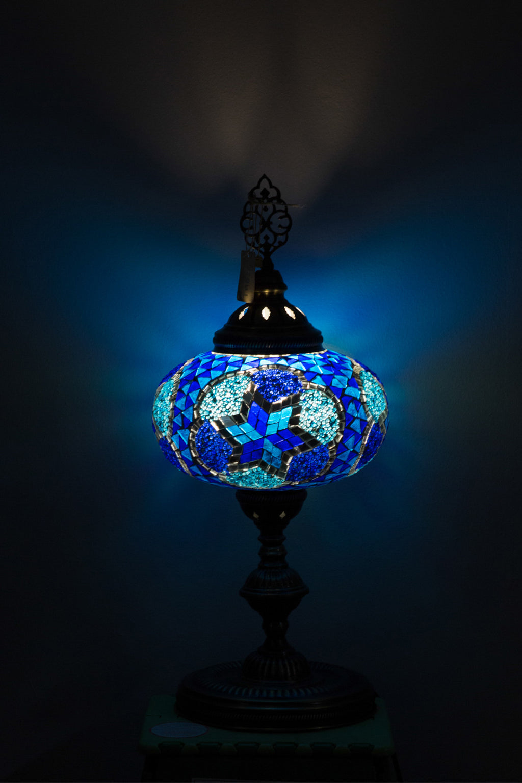PREVENTA Lámpara turca de mesa XL prisma turquesa y azul