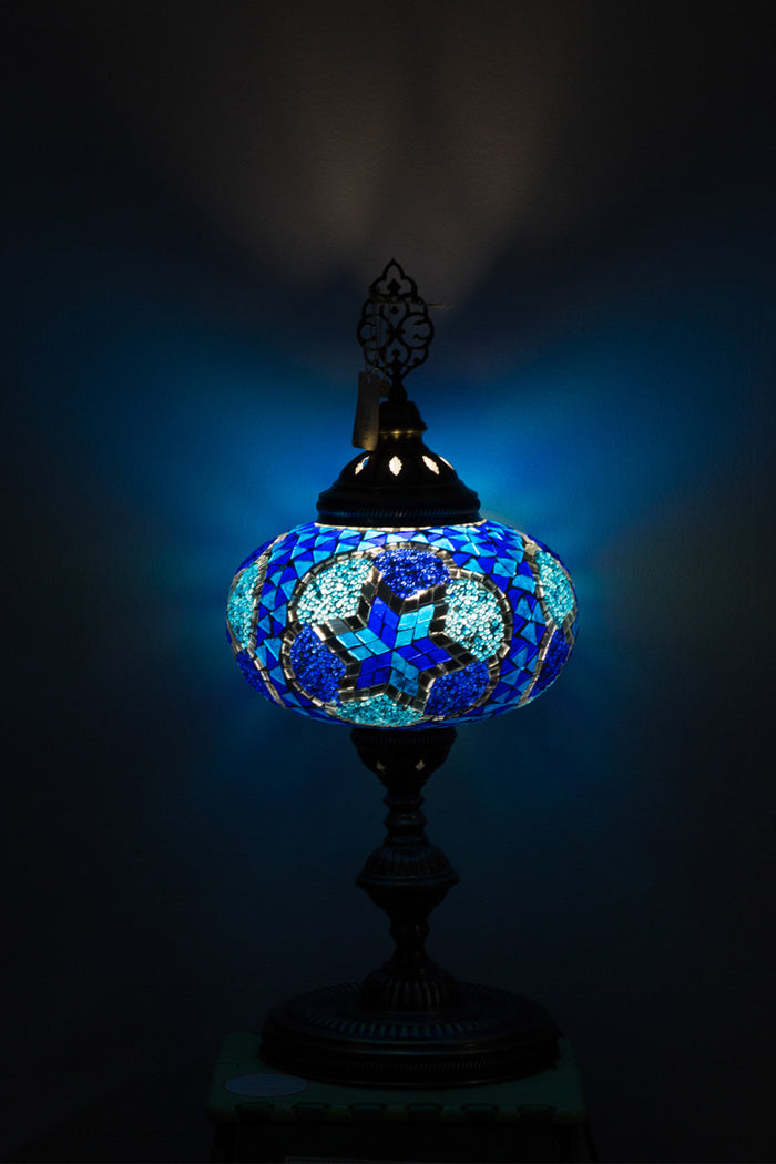 Lámpara turca de mesa XL prisma turquesa y azul