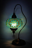 Lámpara turca de mesa cisne XL verde y celeste