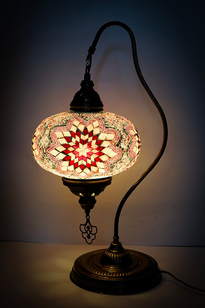 Lámpara turca de mesa cisne XL rosada