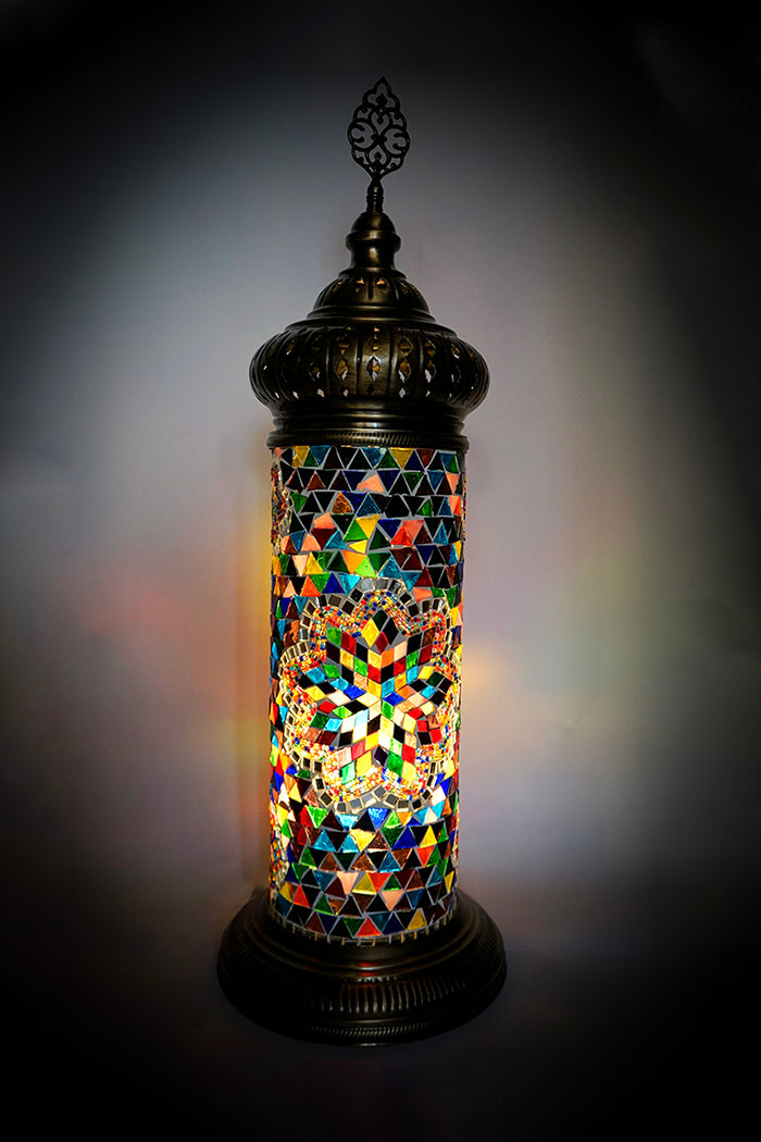 Lámpara turca de mesa cilíndrica L multicolor