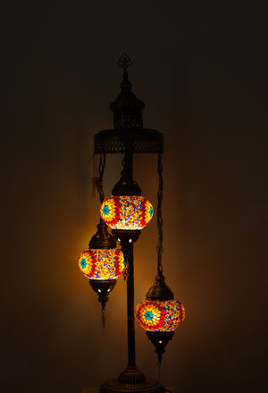 Lámpara turca de pie de 3 esferas S multicolor